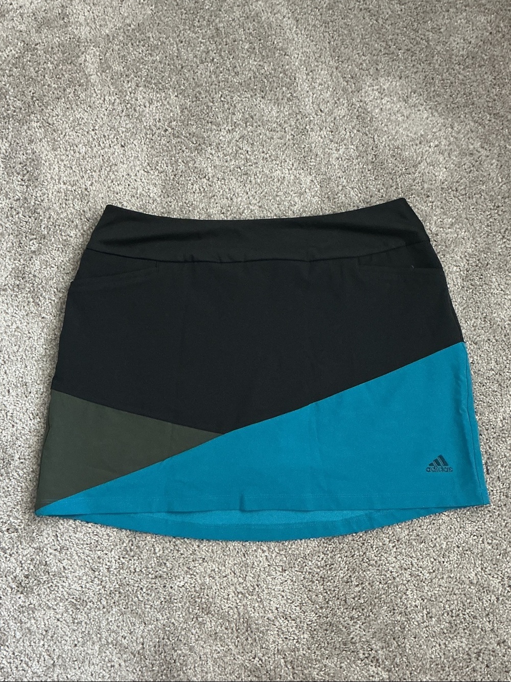adidas Black Teal Olive Colorblock Athletic Skort